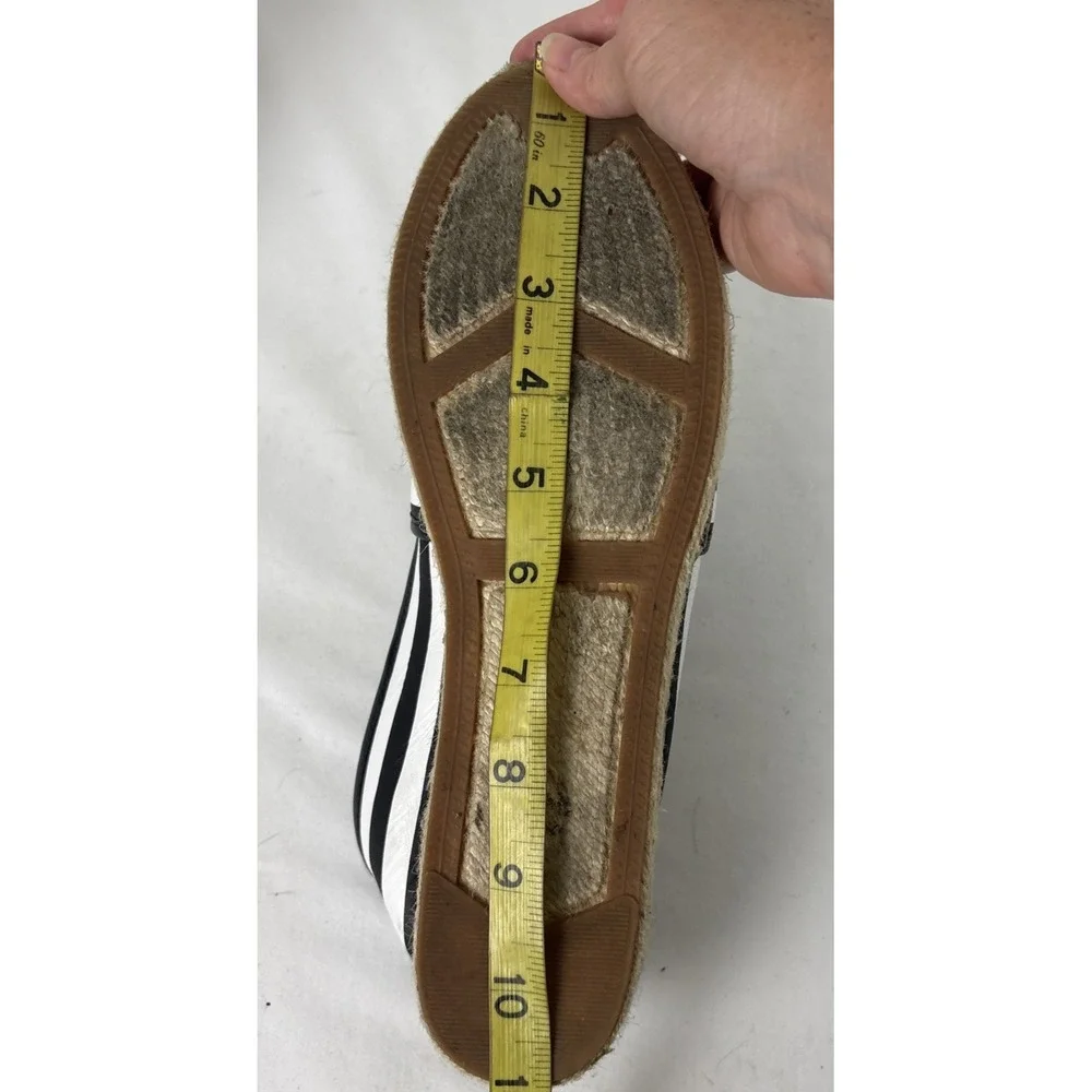 Kate Spade Linds Bow Espadrille Striped Womens 10 Shoes Black White Preppy